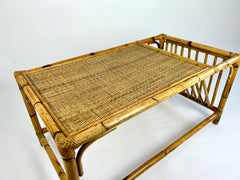 Vintage Bamboo & Rattan Coffee Table. Italy 1980s