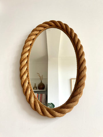 Elliptical rope mirror, Audoux & Minet. France 1950-60