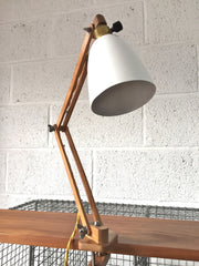 50s wooden arm clamp light by Klamplight - eyespy