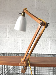 50s wooden arm clamp light by Klamplight - eyespy