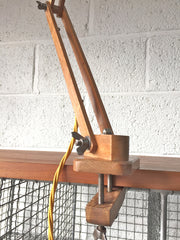 50s wooden arm clamp light by Klamplight - eyespy