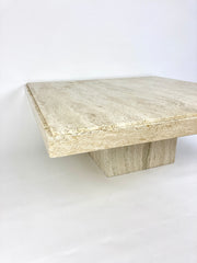 Eyespy - Large travertine square coffee table, Italy 1980s
