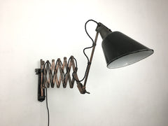 1930s scissor arm wall mounted lamp by Walligraph - eyespy