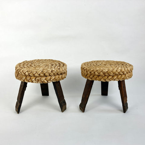 Pair of low stools / side tables, Audoux Minet, France 1950s