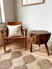 French primitive brutalist chopping block side table, early 20th century