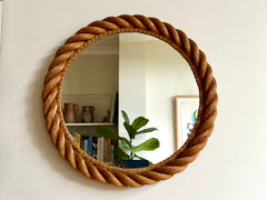 Eyespy - Rope frame mirror by French designers Adrien Audoux &amp; Frida Minet. France c.1950. Good size, 45cm diameter