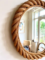 Rope frame mirror, Audoux & Minet. France c.1950