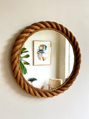 Rope frame mirror, Audoux & Minet. France c.1950