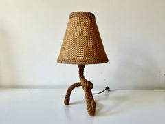 Eyespy - Rope table lamp by Audoux Minet, France c.1950