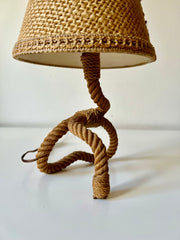 Rope table lamp by Audoux Minet, France c.1950