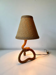 Rope table lamp by Audoux Minet, France c.1950