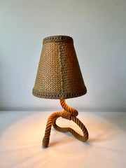 Rope table lamp by Audoux Minet, France c.1950