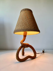 Rope table lamp by Audoux Minet, France c.1950