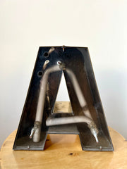 Vintage brass shop sign letter A from France, mid 20th century