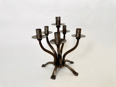 Mid century brutalist wrought iron candelabra