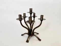 Mid century brutalist wrought iron candelabra