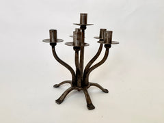 Mid century brutalist wrought iron candelabra