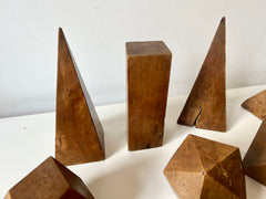 Set of 12 vintage antique wooden geometric shapes. Italy, late 19th - early 20th Century