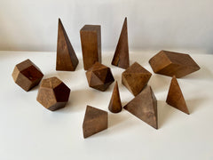 Set of 12 vintage antique wooden geometric shapes. Italy, late 19th - early 20th Century