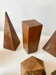 Set of 12 vintage antique wooden geometric shapes. Italy, late 19th - early 20th Century
