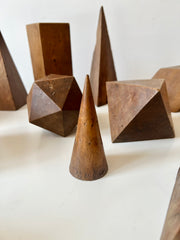 Set of 12 vintage antique wooden geometric shapes. Italy, late 19th - early 20th Century