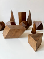 Set of 12 vintage antique wooden geometric shapes. Italy, late 19th - early 20th Century