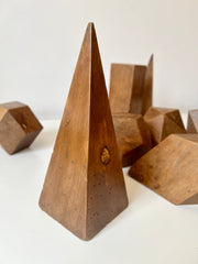 Set of 12 vintage antique wooden geometric shapes. Italy, late 19th - early 20th Century