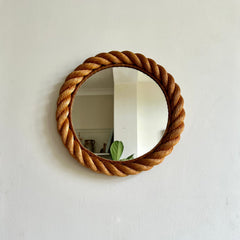 Eyespy - rope frame wall mirror by French designers Adrien Audoux &amp; Frida Minet. France c.1950