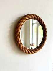 Eyespy - rope frame wall mirror by French designers Adrien Audoux &amp; Frida Minet. France c.1950