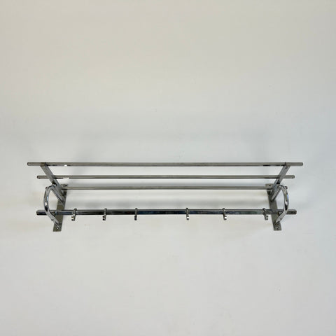 French Art Deco coat rack with 6 hooks and shelf