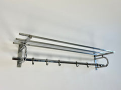 Eyespy - Large art deco chrome coat rack with 6 hooks and shelf dating from the early - mid 20th century