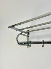 French Art Deco coat rack with 6 hooks and shelf