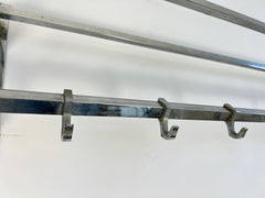 Eyespy - Large art deco chrome coat rack with 6 hooks and shelf dating from the early - mid 20th century