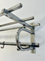 French Art Deco coat rack with 6 hooks and shelf