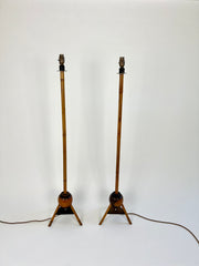 Eyespy - Pair of art deco colonial style bamboo floor lights