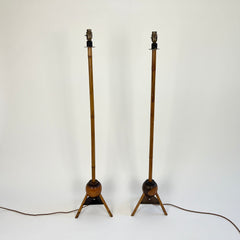 Eyespy - Pair of art deco colonial style bamboo floor lights