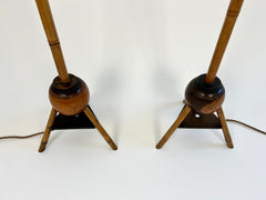 Pair of art deco colonial style bamboo floor lights