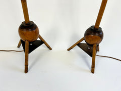 Pair of art deco colonial style bamboo floor lights