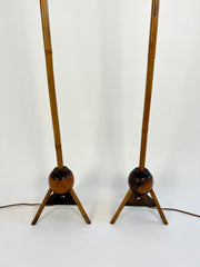Pair of art deco colonial style bamboo floor lights