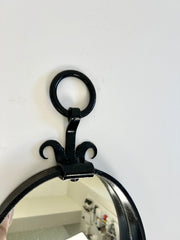 Brutalist mid-century oval wall mirror