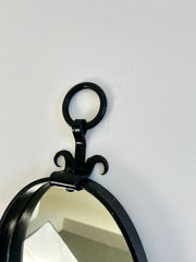 Brutalist mid-century oval wall mirror