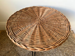 Eyespy - woven Rattan side table on hairpin legs, France c.1950-60 