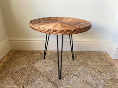 Rattan side table, France c.1950-60