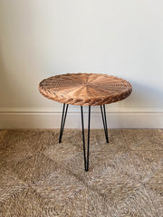 Rattan side table, France c.1950-60