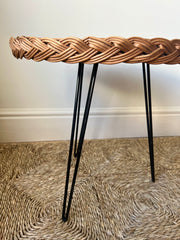 Rattan side table, France c.1950-60