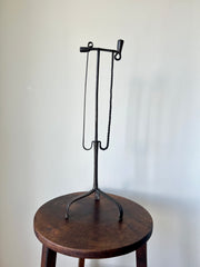 Antique primitive French 18th century hand forged iron candle and taper holder