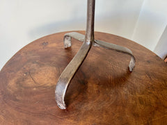 Antique primitive French 18th century hand forged iron candle and taper holder