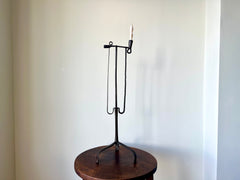 Antique primitive French 18th century hand forged iron candle and taper holder