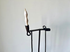 Antique primitive French 18th century hand forged iron candle and taper holder
