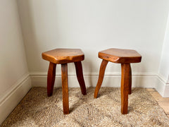 Eyespy - Brutalist primitive stools manufactured by Aranjou, France, c. 1960. Similar in design to Olavi Hanninen Mikko Nupponen stools.